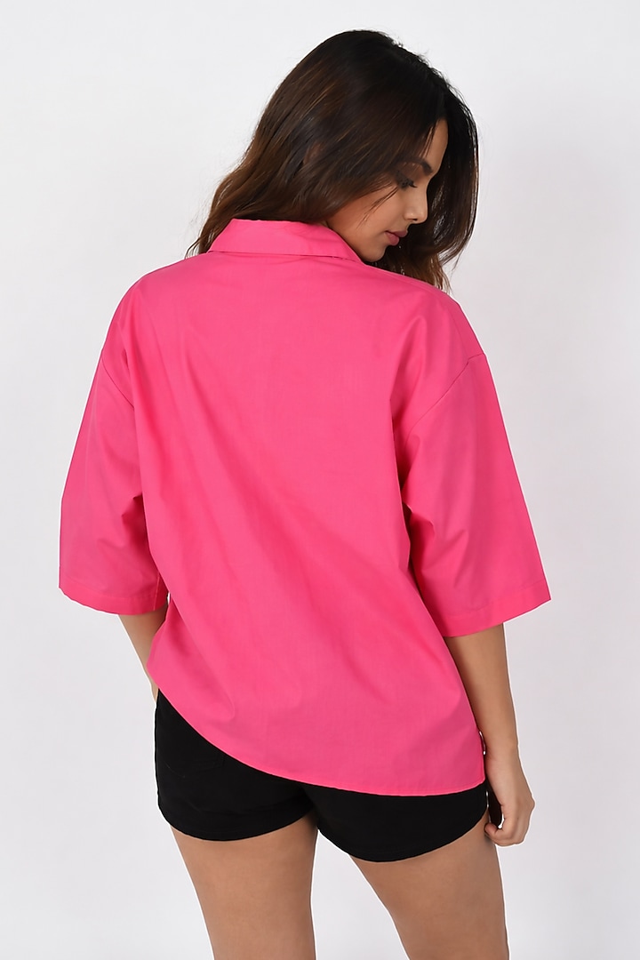Hot Pink Cotton Oversized Shirt by Richaa Goenka at Pernia's Pop Up Shop