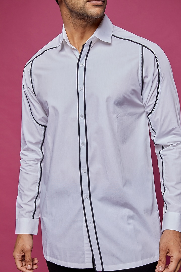 White Cotton Wedding Shirt by Rohit Gandhi & Rahul Khanna Men at Pernia's Pop Up Shop