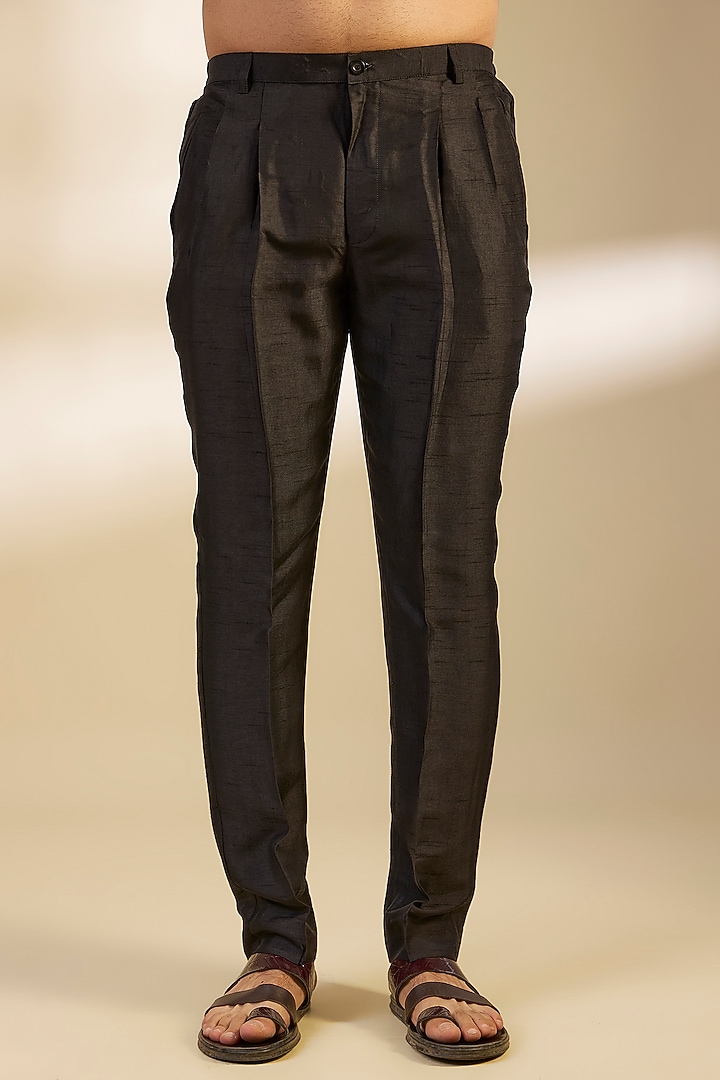 Black Cotton Embroidered Kurta Set by Rohit Gandhi & Rahul Khanna Men at Pernia's Pop Up Shop