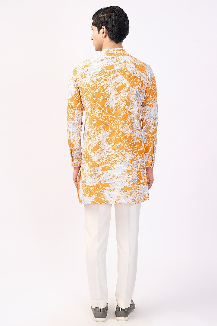 Orange Cotton Printed Kurta by Rohit Gandhi & Rahul Khanna Men at Pernia's Pop Up Shop