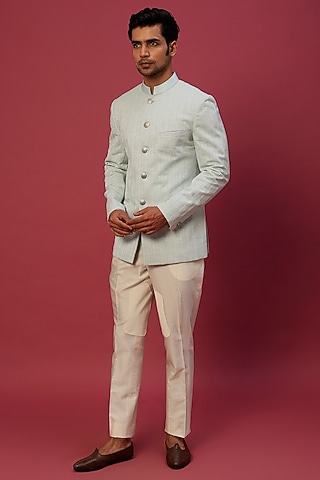 Sea Breeze Embroidered Bandhgala Jacket by Rohit Gandhi & Rahul Khanna Men