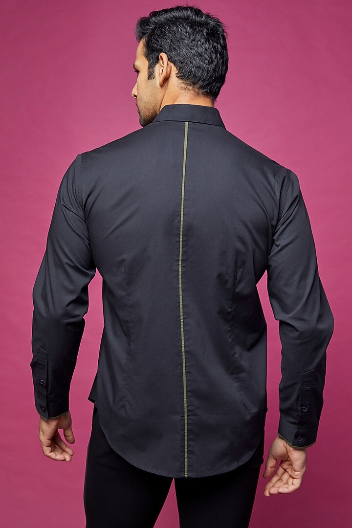 Black Embroidered Wedding Shirt by Rohit Gandhi & Rahul Khanna Men at Pernia's Pop Up Shop