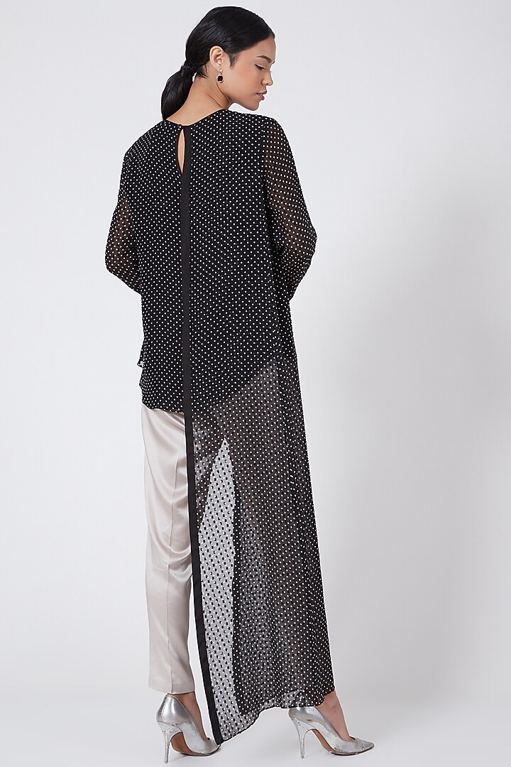 Black High-Low Top With Polka Dots by Rohit Gandhi & Rahul Khanna at Pernia's Pop Up Shop