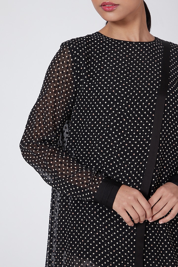 Black High-Low Top With Polka Dots by Rohit Gandhi & Rahul Khanna at Pernia's Pop Up Shop