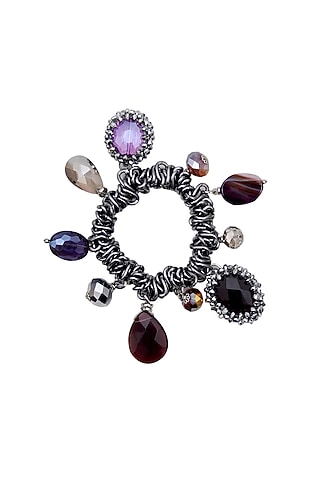 White Rhodium Finish Beaded Bracelet by Rhea