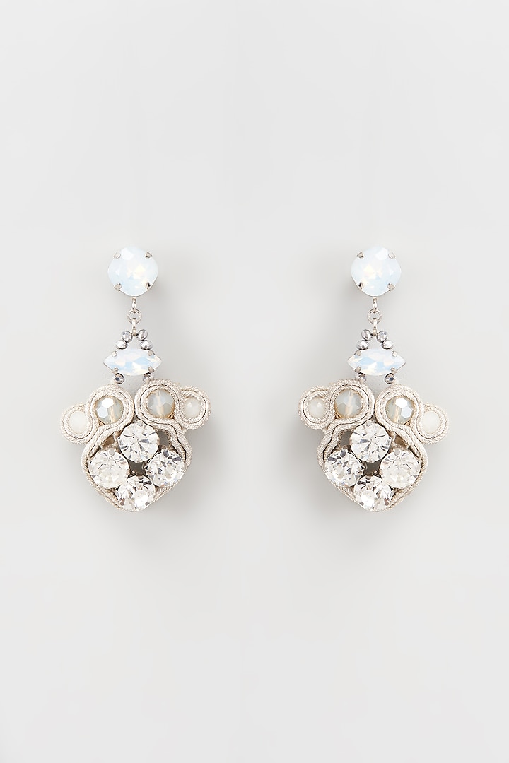 White Rhodium Finish Crystal Dangler Earrings by Rhea at Pernia's Pop Up Shop