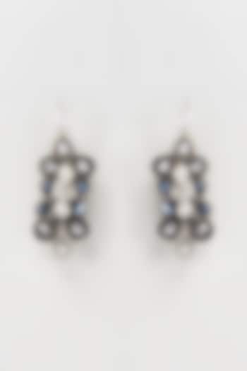 White Rhodium Finish Rope Knotted Dangler Earrings by Rhea