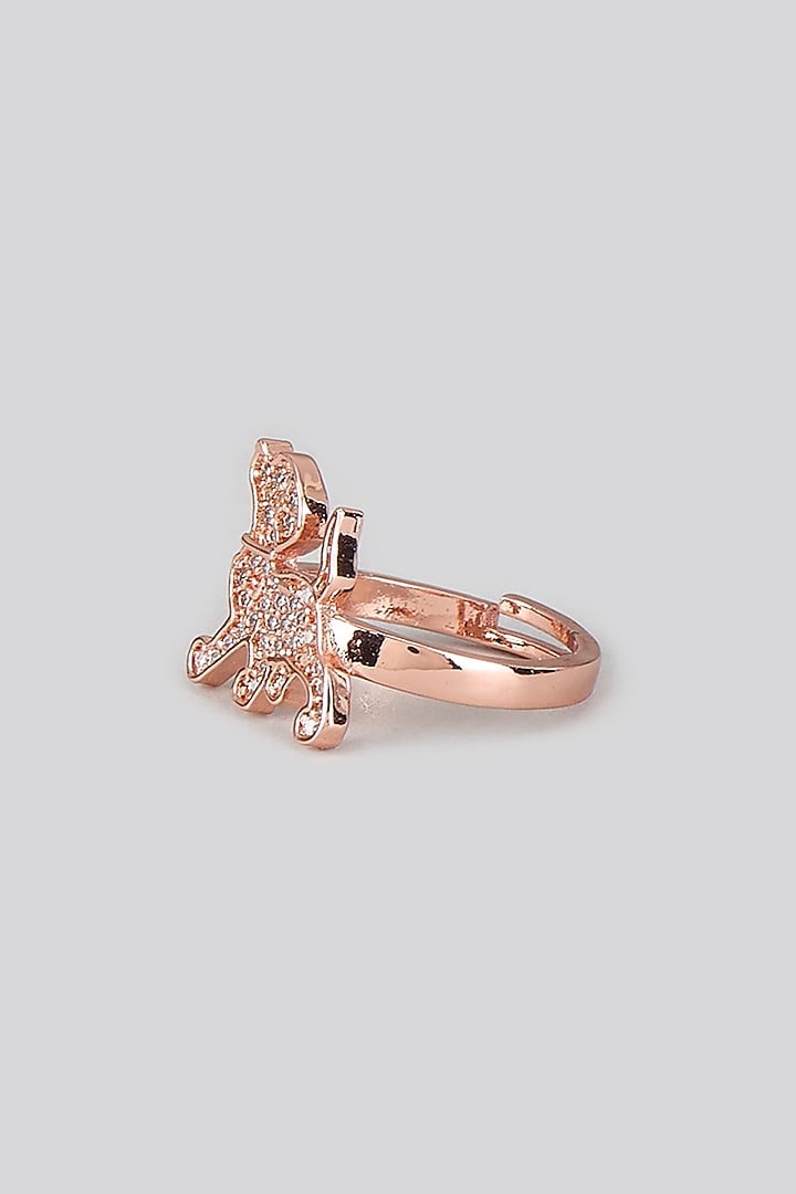 Rose Gold Finish Cubic Zirconia Stud Earrings With Ring by Rhea at Pernia's Pop Up Shop