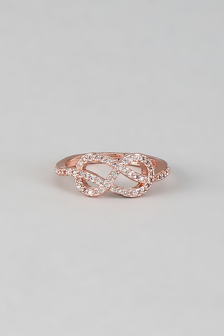 Rose Gold Finish Cubic Zirconia Doublet Infinity Necklace WIth Ring by Rhea at Pernia's Pop Up Shop