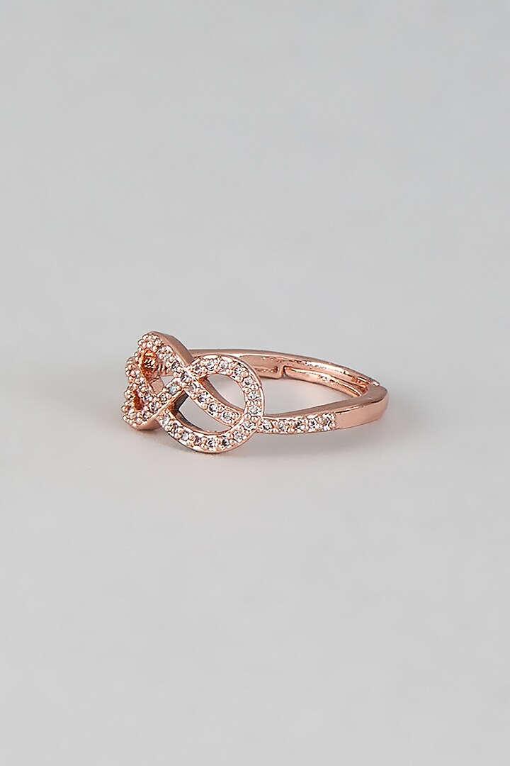 Rose Gold Finish Cubic Zirconia Doublet Infinity Necklace WIth Ring by Rhea at Pernia's Pop Up Shop