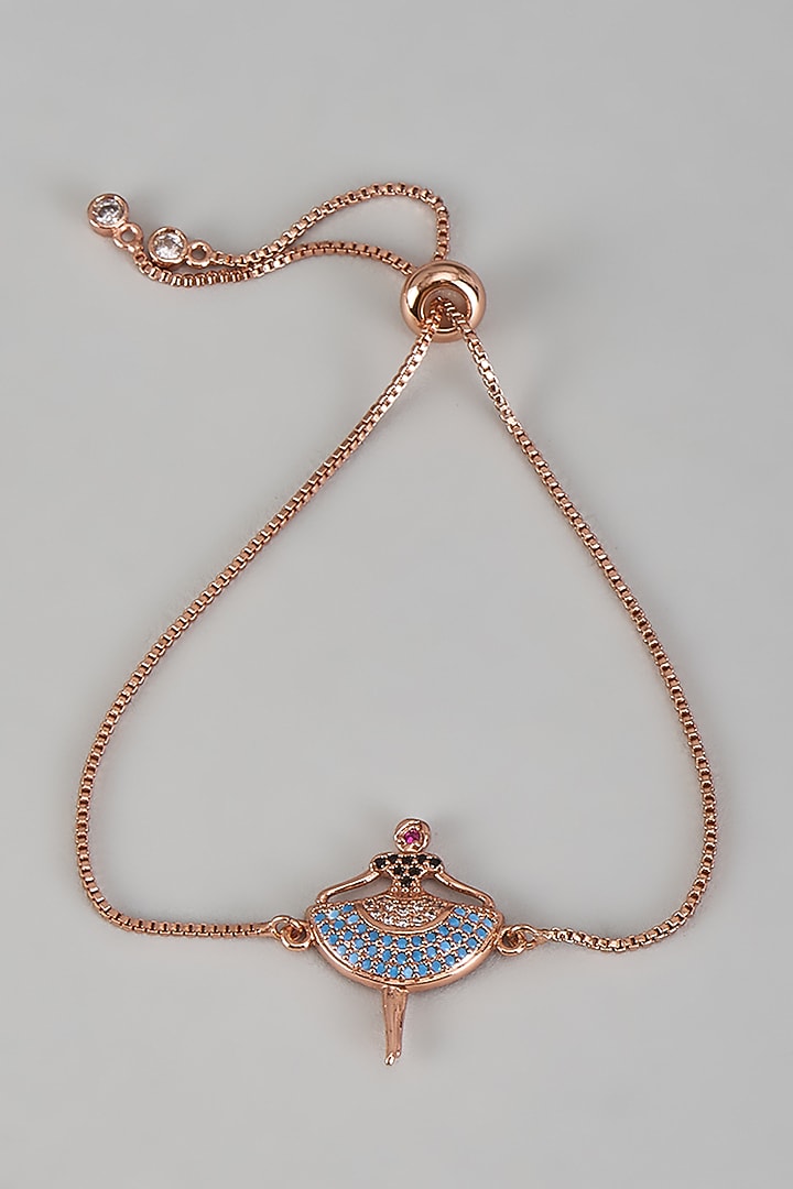Rose Gold Finish Cubic Zirconia Bracelet (Set of 2) by Rhea at Pernia's Pop Up Shop