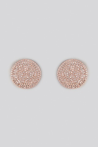 Two-Tone Finish Cubic Zirconia Stud Earrings (Set of 2) by Rhea