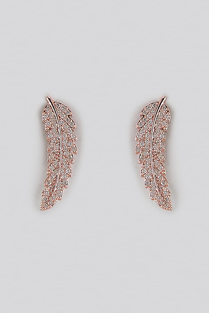 Rose Gold Finish Cubic Zirconia Stud Earrings With Bracelet by Rhea at Pernia's Pop Up Shop