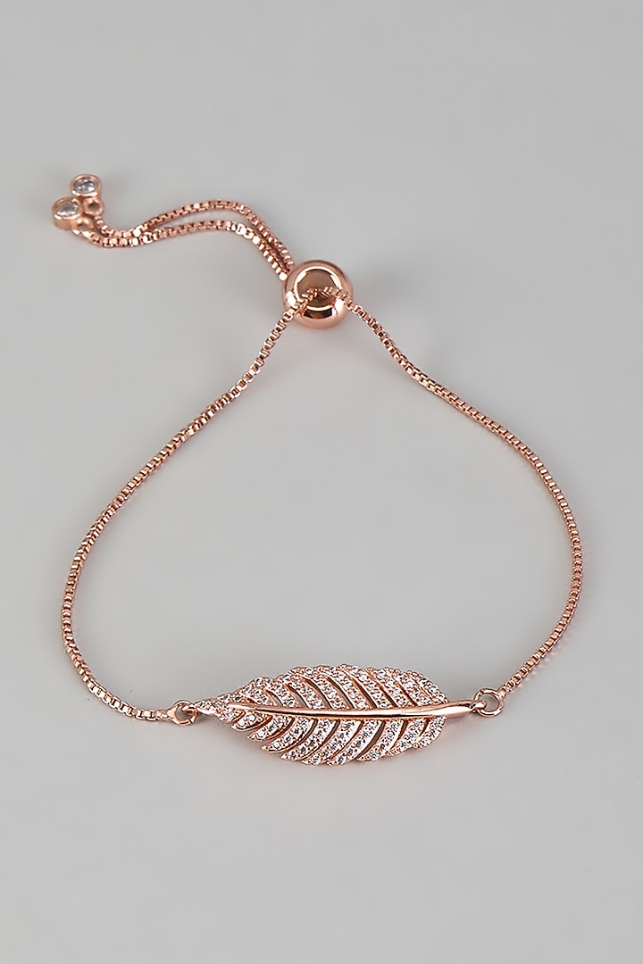 Rose Gold Finish Cubic Zirconia Stud Earrings With Bracelet by Rhea at Pernia's Pop Up Shop