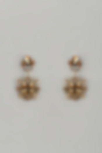 Gold Finish Crystal & Glass Beaded Stud Earrings by Rhea at Pernia's Pop Up Shop