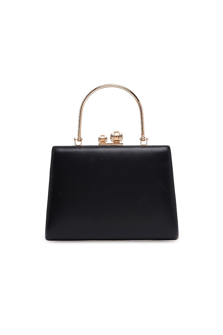 Black Sheepskin Leather Embellished Clutch by Richa Gupta at Pernia's Pop Up Shop