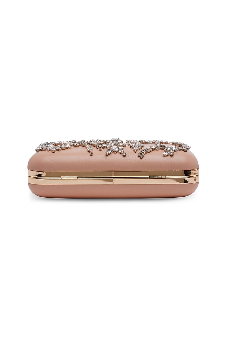 Pink Sheepskin Leather Embroidered Clutch by Richa Gupta at Pernia's Pop Up Shop