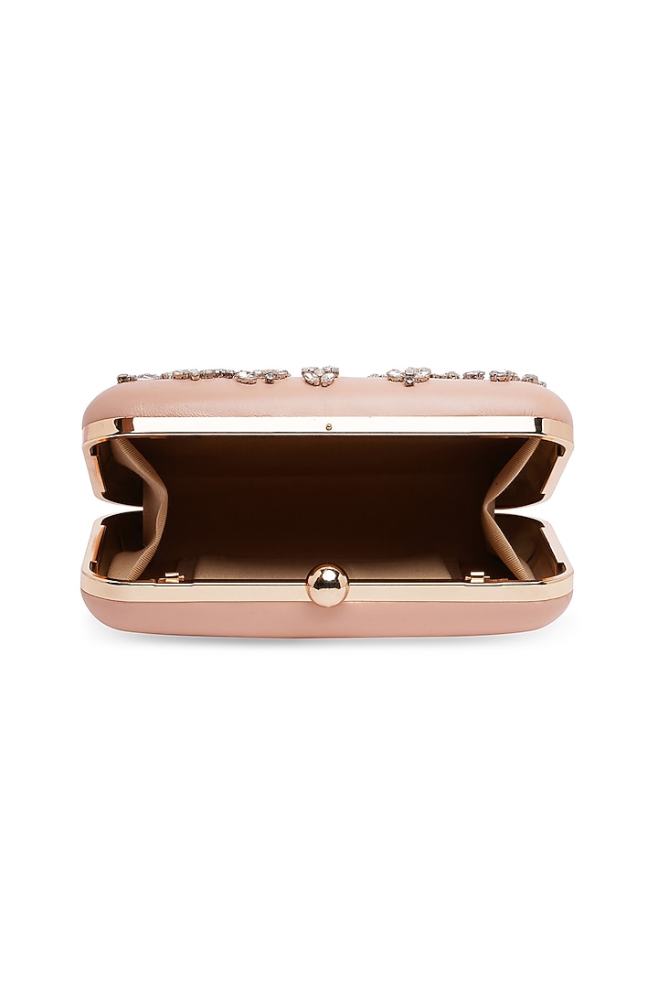 Pink Sheepskin Leather Embroidered Clutch by Richa Gupta at Pernia's Pop Up Shop