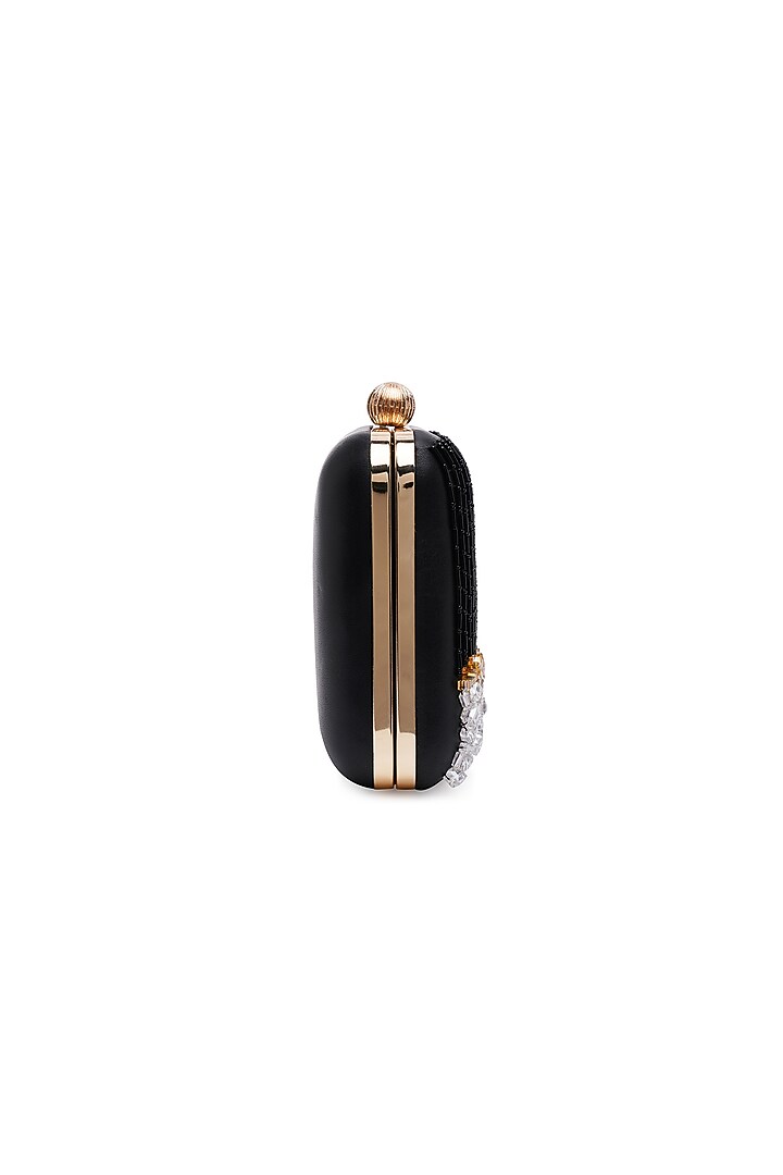 Black Sheepskin Leather Embellished Clutch by Richa Gupta at Pernia's Pop Up Shop