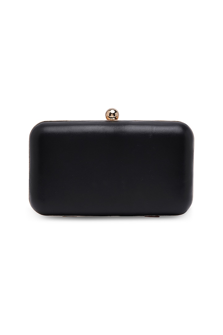 Black Sheepskin Leather Embroidered Clutch by Richa Gupta at Pernia's Pop Up Shop