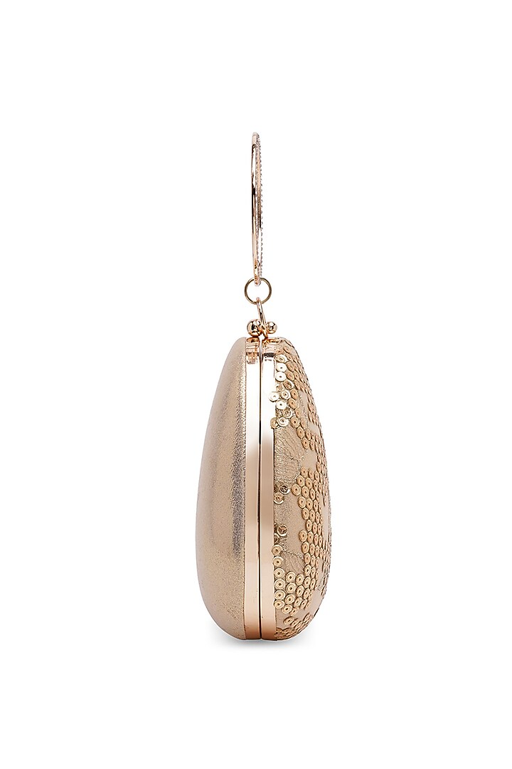 Gold Suede Embroidered Clutch by Richa Gupta at Pernia's Pop Up Shop