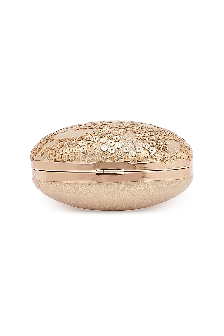 Gold Suede Embroidered Clutch by Richa Gupta at Pernia's Pop Up Shop