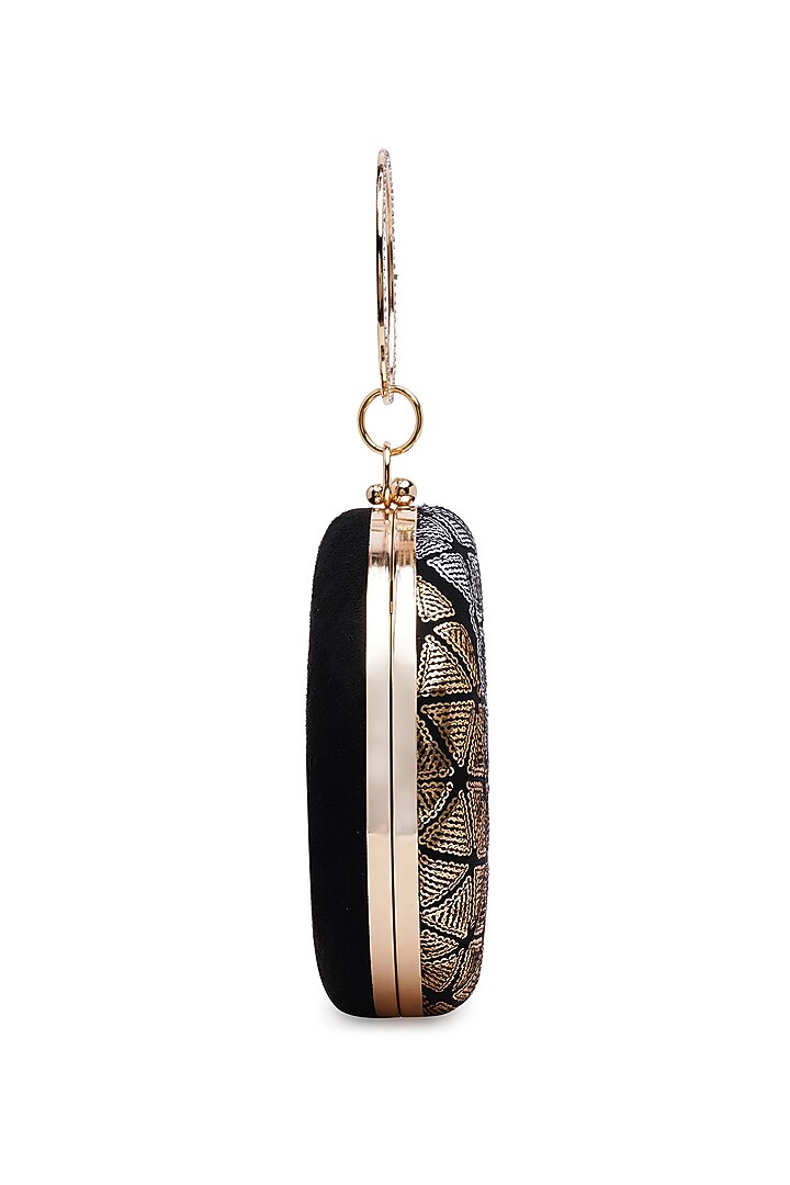 Black Suede Embroidered Clutch by Richa Gupta at Pernia's Pop Up Shop