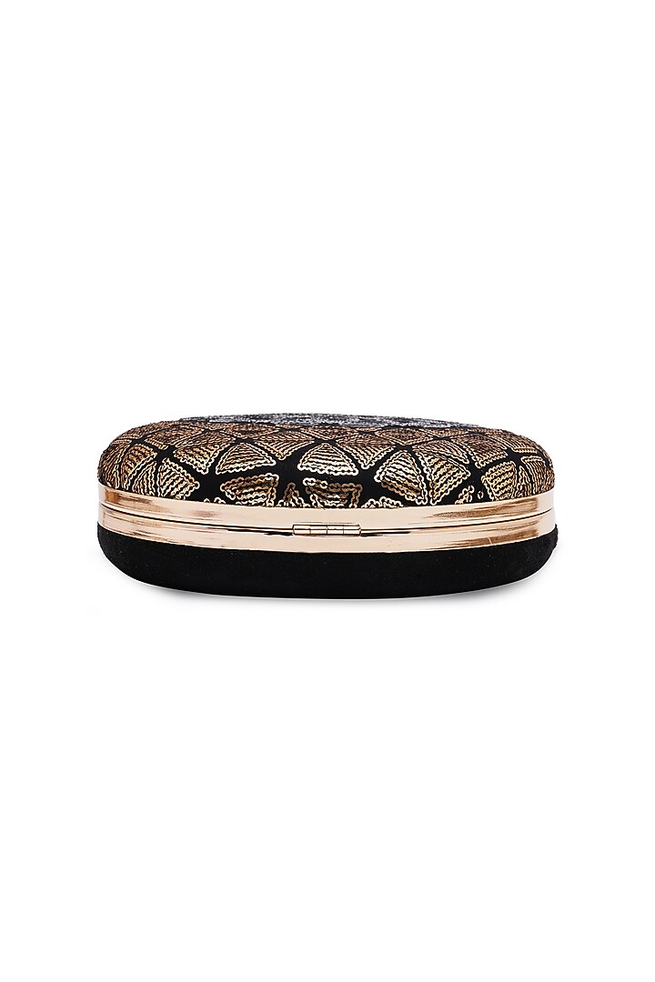 Black Suede Embroidered Clutch by Richa Gupta at Pernia's Pop Up Shop
