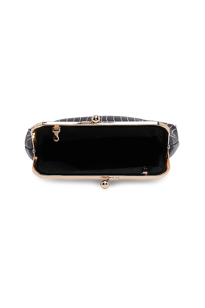 Black Sheepskin Leather Hand Embroidered Clutch by Richa Gupta at Pernia's Pop Up Shop