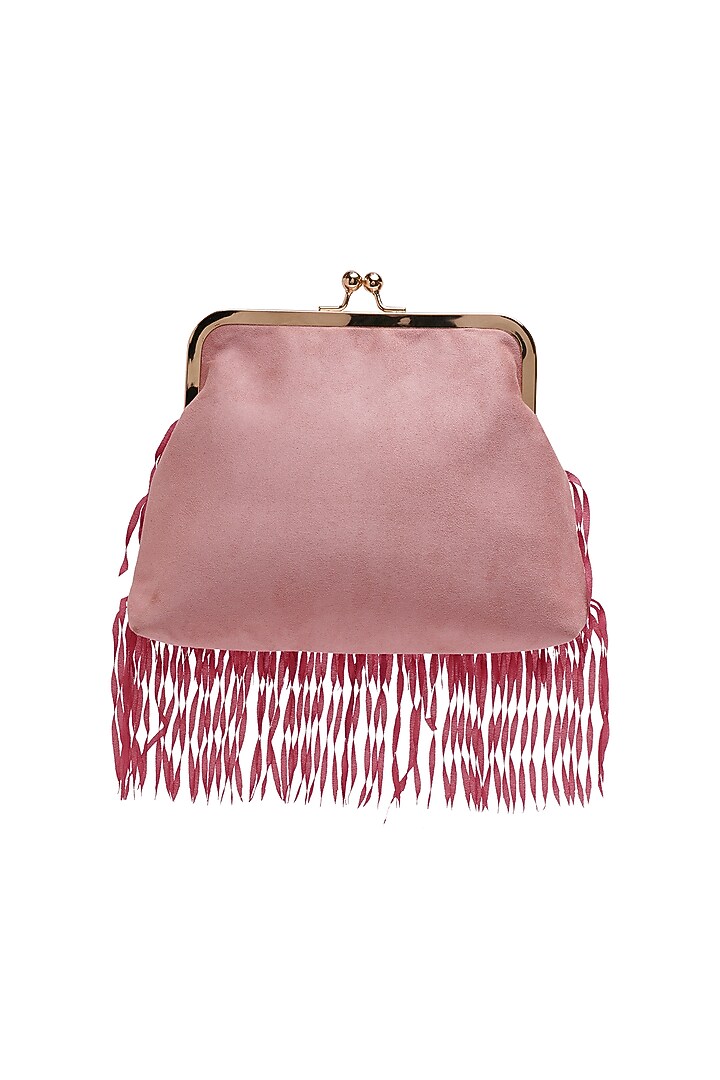 Pink Suede Embellished Clutch by Richa Gupta at Pernia's Pop Up Shop