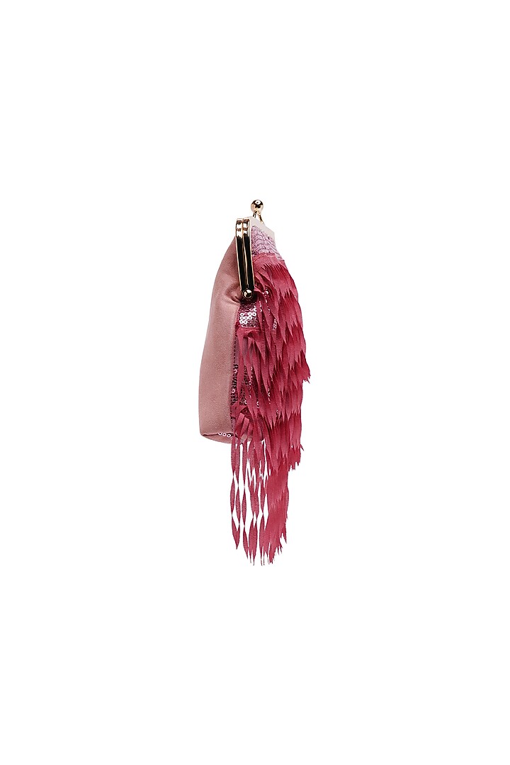 Pink Suede Embellished Clutch by Richa Gupta at Pernia's Pop Up Shop