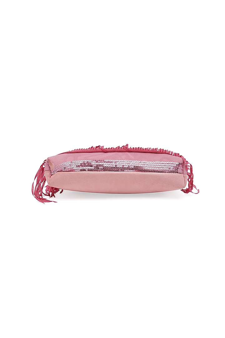 Pink Suede Embellished Clutch by Richa Gupta at Pernia's Pop Up Shop