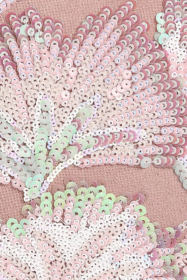 Pink Suede Thread Embroidered Round Clutch by Richa Gupta at Pernia's Pop Up Shop