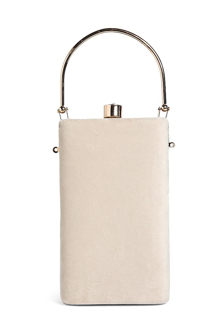 Gold Suede Thread Embroidered Rectangle Clutch by Richa Gupta at Pernia's Pop Up Shop