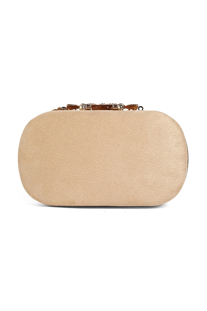 Gold Textured Fabric Embroidered Clutch by Richa Gupta at Pernia's Pop Up Shop