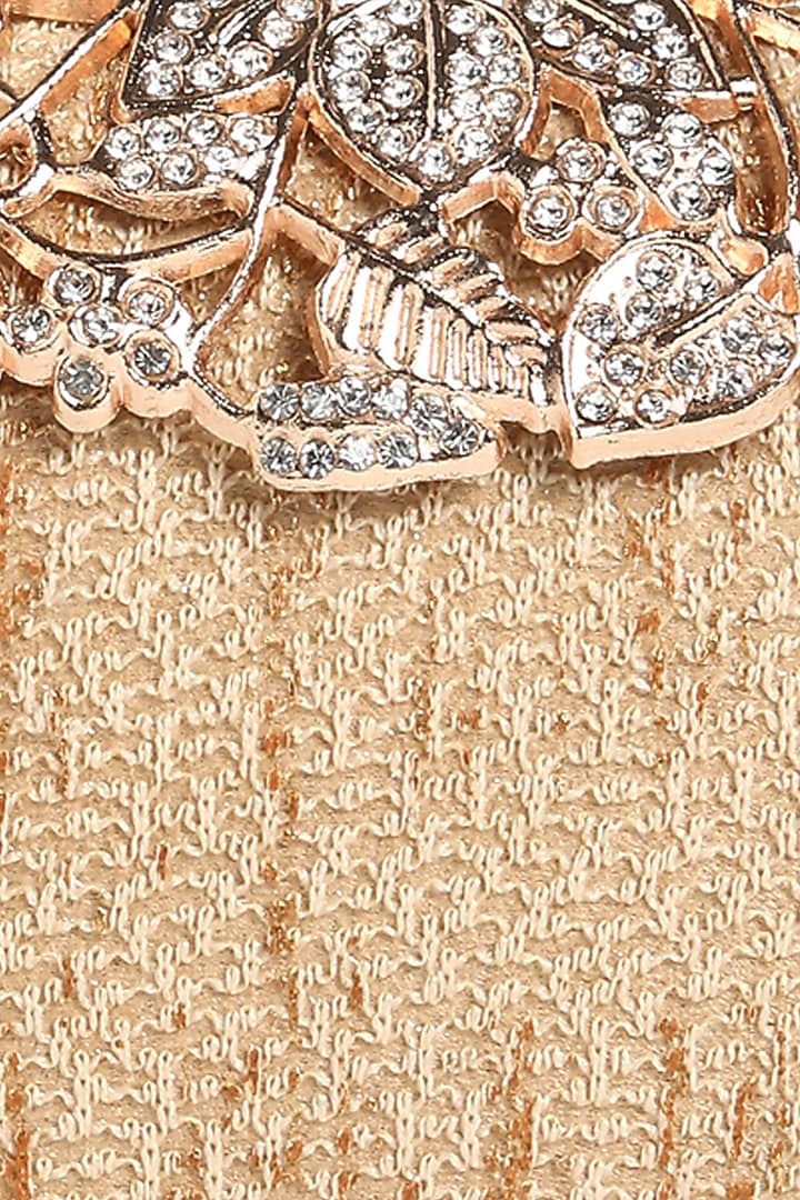 Gold Textured Fabric Embroidered Clutch by Richa Gupta at Pernia's Pop Up Shop