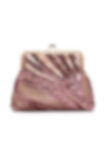 Pink Suede Sequins Embroidered Clutch by Richa Gupta