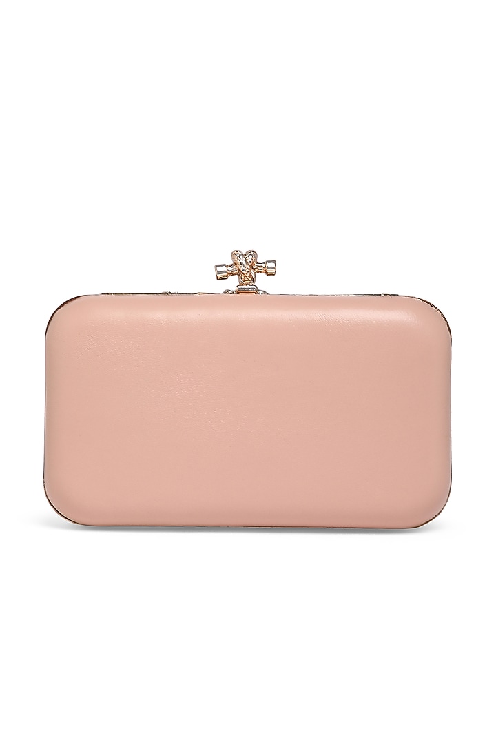 Pink Pure Sheepskin Leather Hand Embroidered Box Clutch by Richa Gupta at Pernia's Pop Up Shop