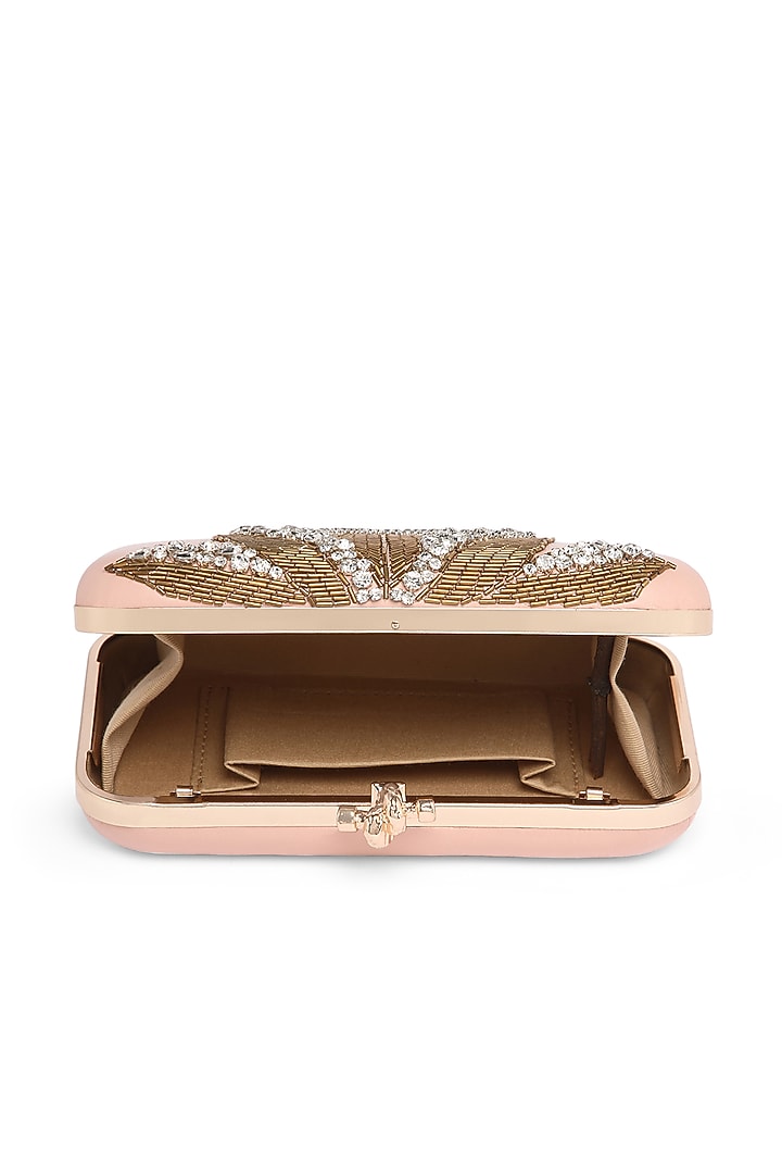 Pink Pure Sheepskin Leather Hand Embroidered Box Clutch by Richa Gupta at Pernia's Pop Up Shop