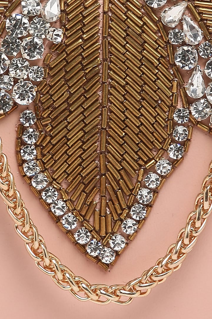 Pink Pure Sheepskin Leather Hand Embroidered Box Clutch by Richa Gupta at Pernia's Pop Up Shop
