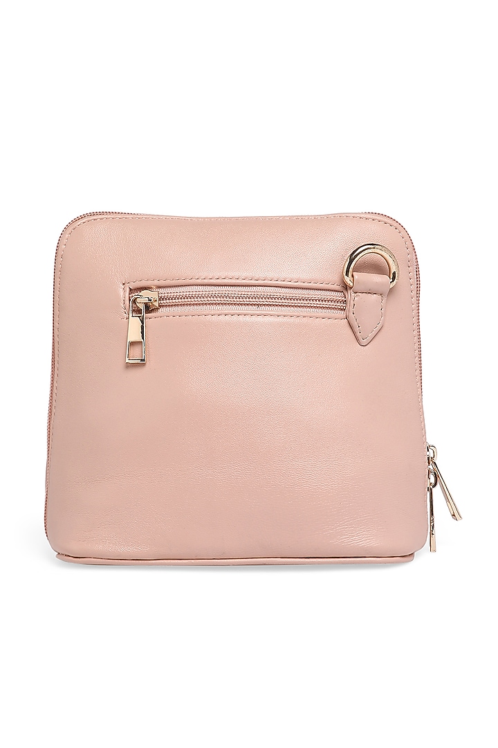 Pink Pure Sheepskin Leather Embroidered Pouch by Richa Gupta at Pernia's Pop Up Shop