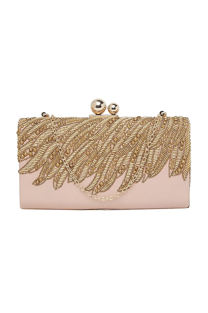 Blush Pink Handcrafted Embroidered Clutch by Richa Gupta