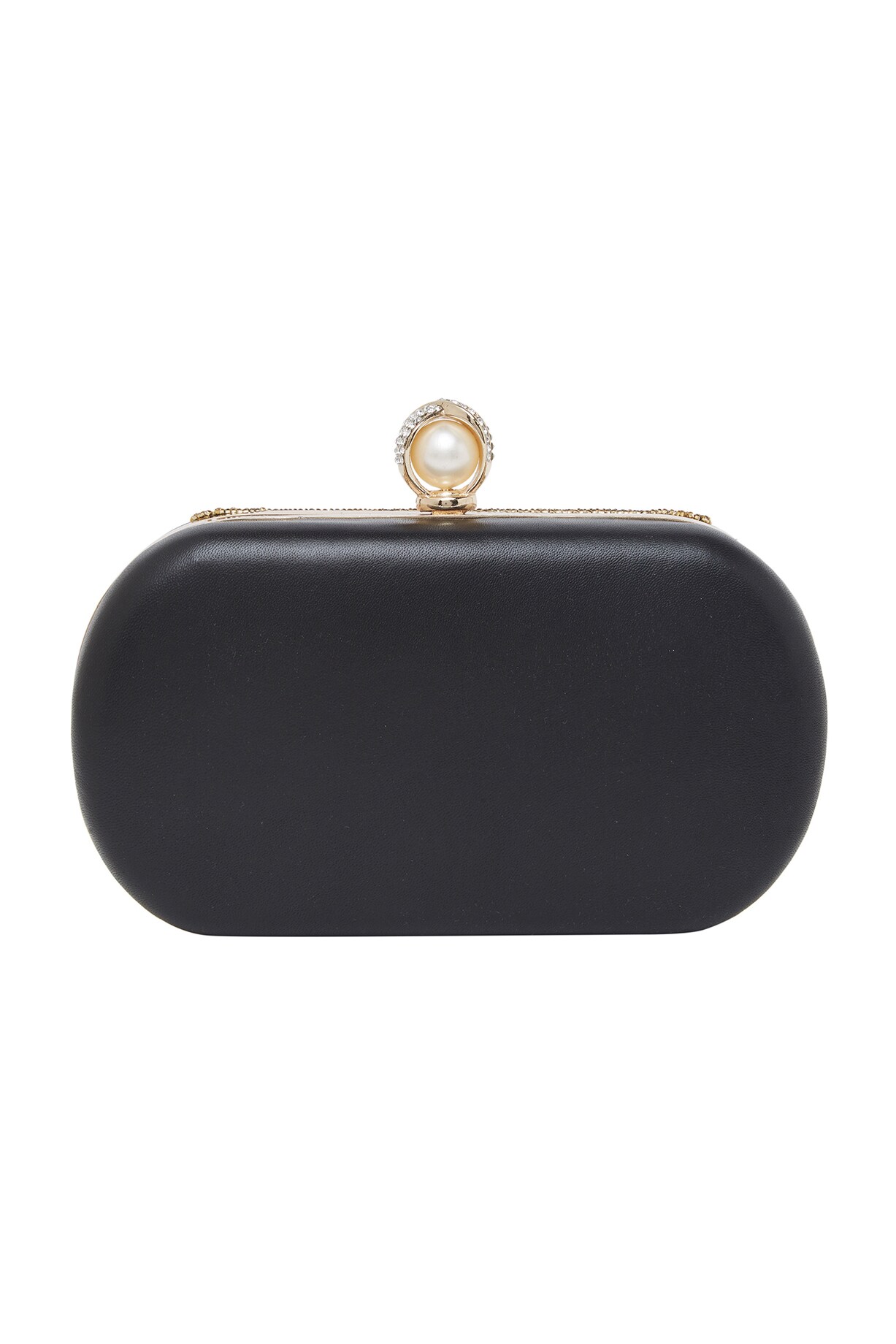 Black Embroidered Clutch with designer knob and handle