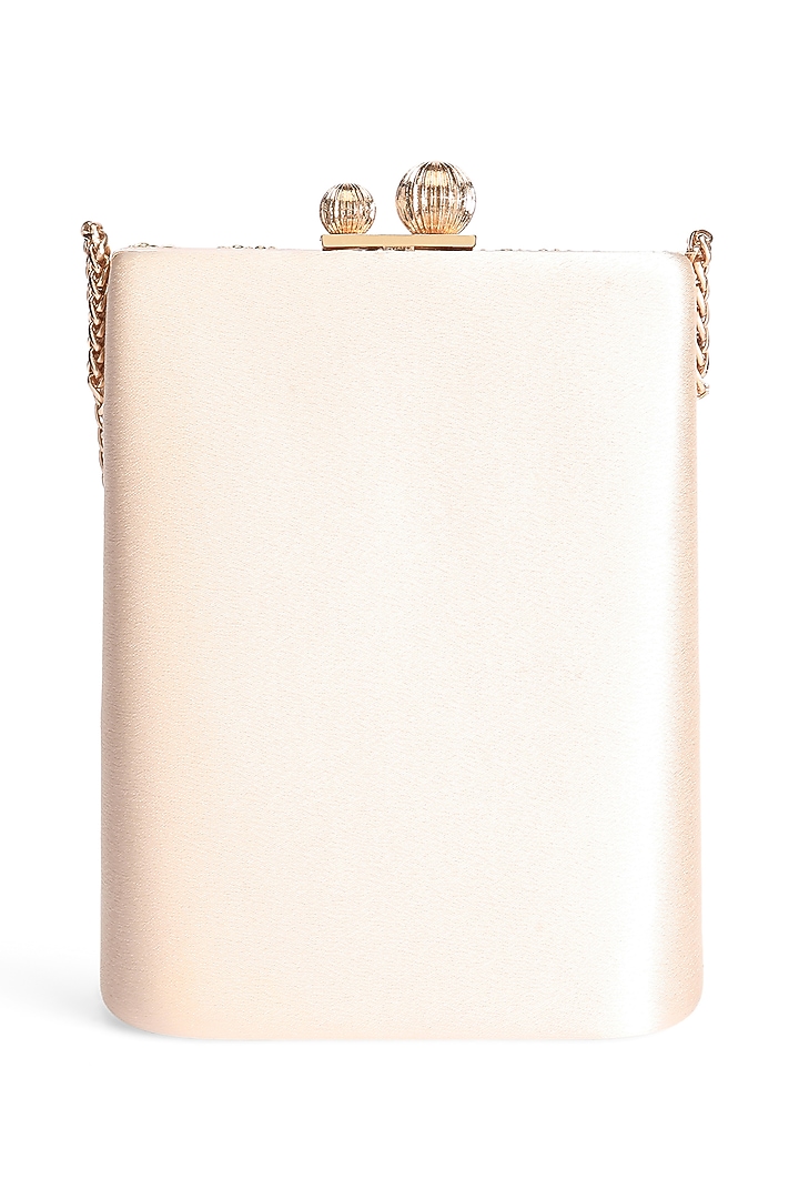 Gold Textured Fabric Embellished Clutch by Richa Gupta at Pernia's Pop Up Shop