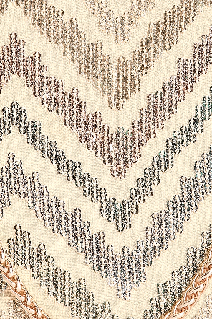 Gold Textured Fabric Embellished Clutch by Richa Gupta at Pernia's Pop Up Shop