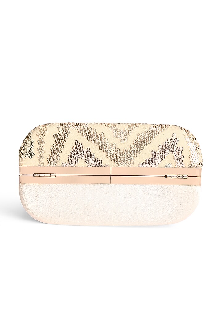Gold Textured Fabric Embellished Clutch by Richa Gupta at Pernia's Pop Up Shop