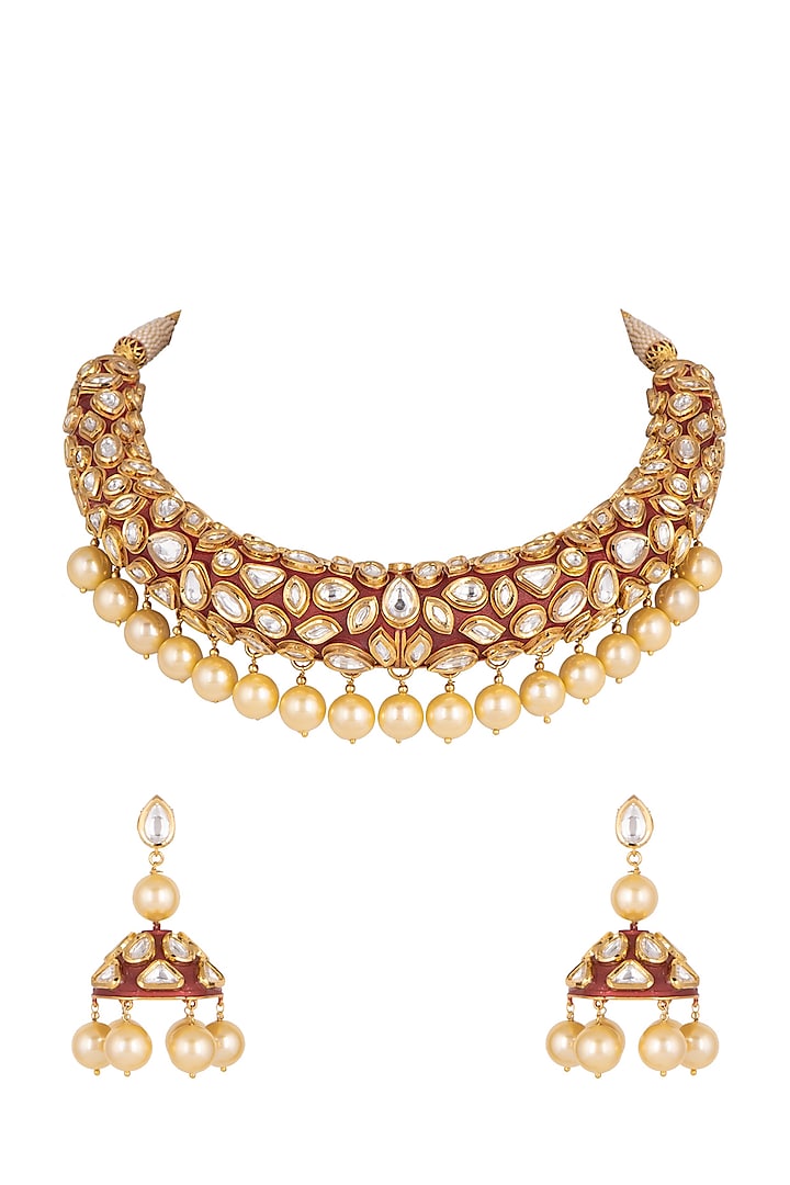 Gold Plated Necklace Set by Rhmmya