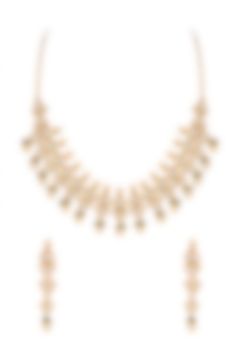 Gold Plated Pearl & Bead Necklace Set by Rhmmya