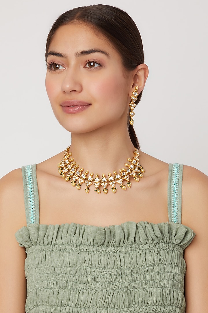 Gold Plated Pearl & Bead Necklace Set by Rhmmya at Pernia's Pop Up Shop