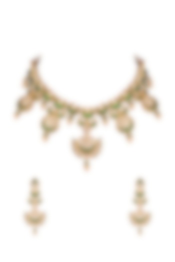 Gold Plated Beads & Pearl Necklace Set by Rhmmya